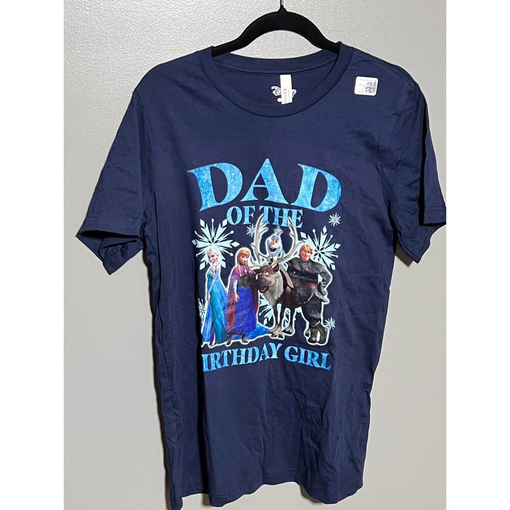NEW Disney Frozen Dad Of The Birthday Girl Group Shot Chest Logo Premium T-Shirt